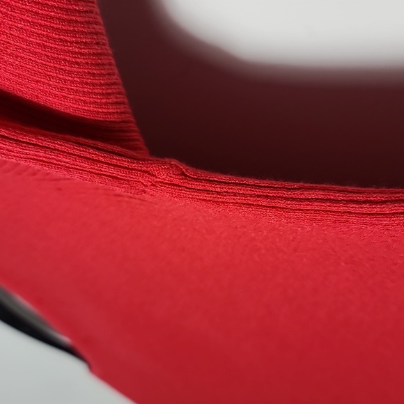 CARMEN MARC VALVO Ribbed Knit Half Sleeve Faux Corset Front Red Sweater Shirt Sm - Picture 13 of 14